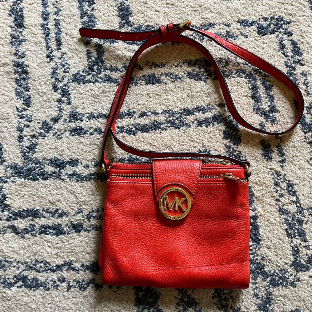 Michael Kors Red/Orange Leather Crossbody